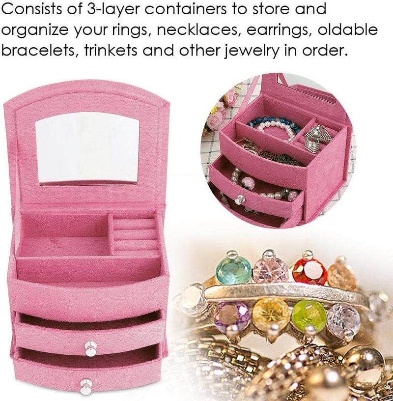 woobles Jewelry Box, 3 Layers Portable Jewelry Earrings Rings Bracelet Necklace Organizer Storage(3#) - Image 1